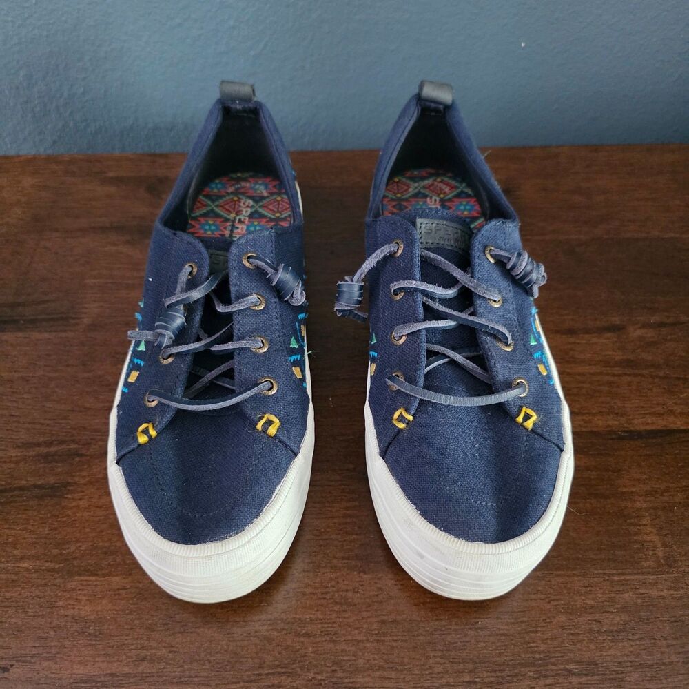 Sperry Top Sider Women's PIER WAVE HI LTT OAXACA Sneakers Platform Navy 9.5 - Picture 2 of 7